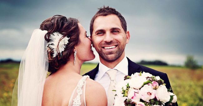 Smile to your Partner in wedding photo