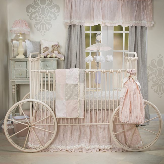 luxury baby crib skirt