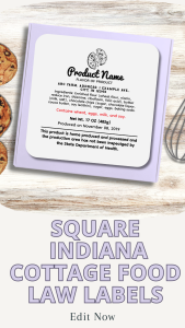 Square Indiana cottage food law labels