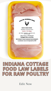 Indiana cottage food law labels for Raw Poultry