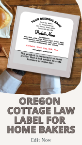 OREGON Cottage Law Label for home bakers
