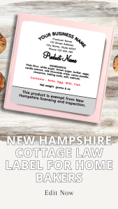 New Hampshire Cottage Law Label for home bakers