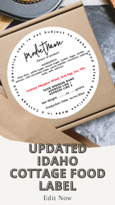 Updated IDAHO cottage food label