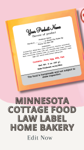 Minnesota Cottage Food Law Label home bakery
