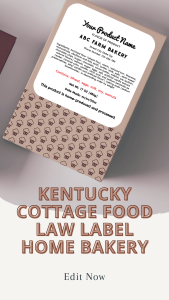 Kentucky Cottage Food Law Label home bakery