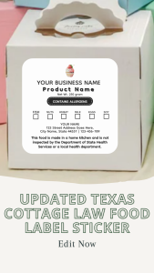 Updated Texas Cottage Law Food label sticker