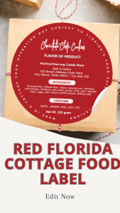 Red Florida cottage food label