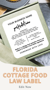 FLORIDA Cottage Food Law Label 