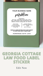Georgia Cottage Law Food label sticker